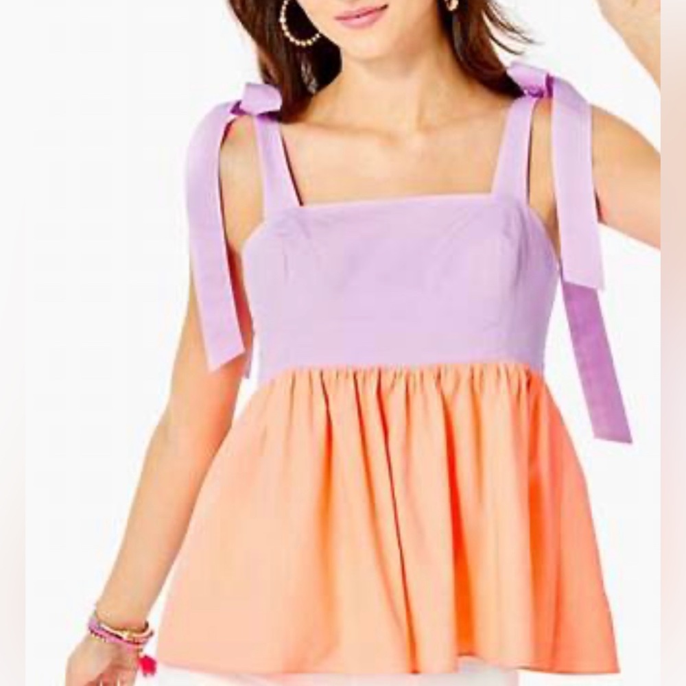 Lilly Pulitzer - Anlee Cotton Top. Purple Iris. Color block. SZ 14. NWT